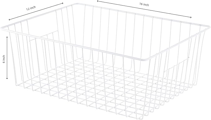 6 Pack Upright Freezer Organizer Bins - Standup Freezer Organizers for 16 Cu.Ft Upright Freezer Improve Air Circulation, Wire Storage Baskets, White