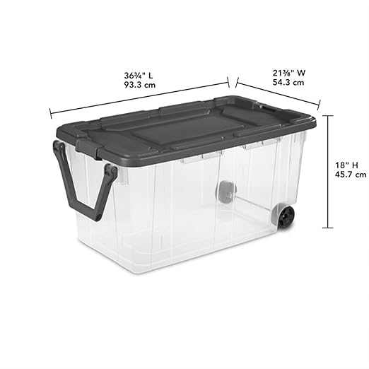 Sterilite 8-Pack Modular Stacker Box, Durable Clear Plastic Storage Bins with Latching Lids, 40 Quart - Stackable Organizing Container Boxes for Closet, Bathroom, and Office