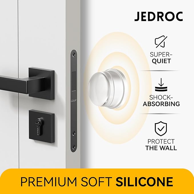 Upgraded Door Bumper 1.5" Clear Silicone | Self-Adhesive Door Knob Wall Protector |Large Rubber Door Stops for Wall Protection & Noise Reduction | 1 Pack