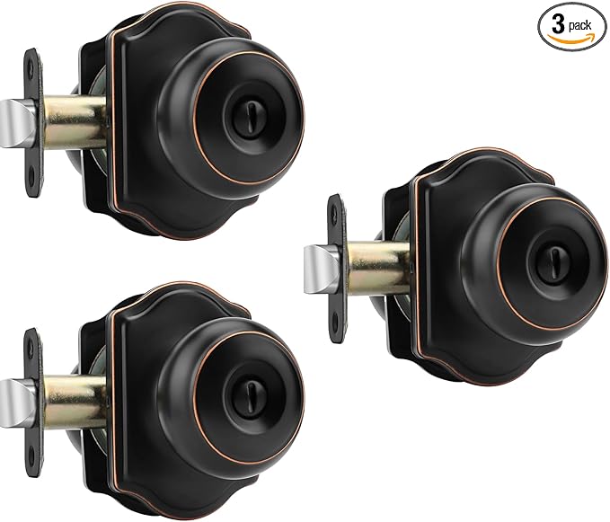Haidms Oil Rubbed Bronze Door Knobs Interior, Privacy Interior Door knobs, Bronze Indoor Doorknobs for Bedroom or Bathroom (3 Pack)