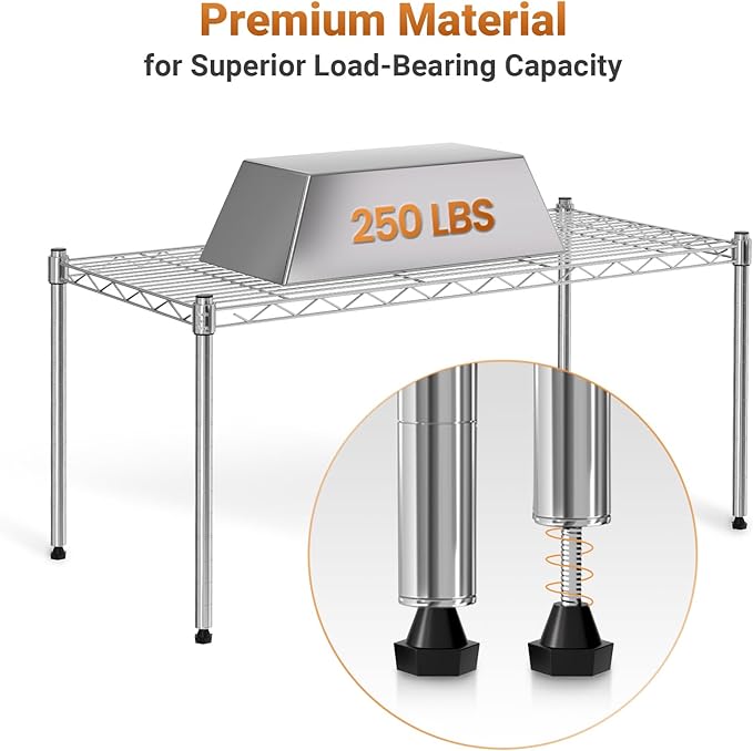 Simple Deluxe 1-Tier Shelving Units, 29.92" W x 13.78" D x 14.96" H Steel Wire Rack Storage Shelving Organizer, Chrome