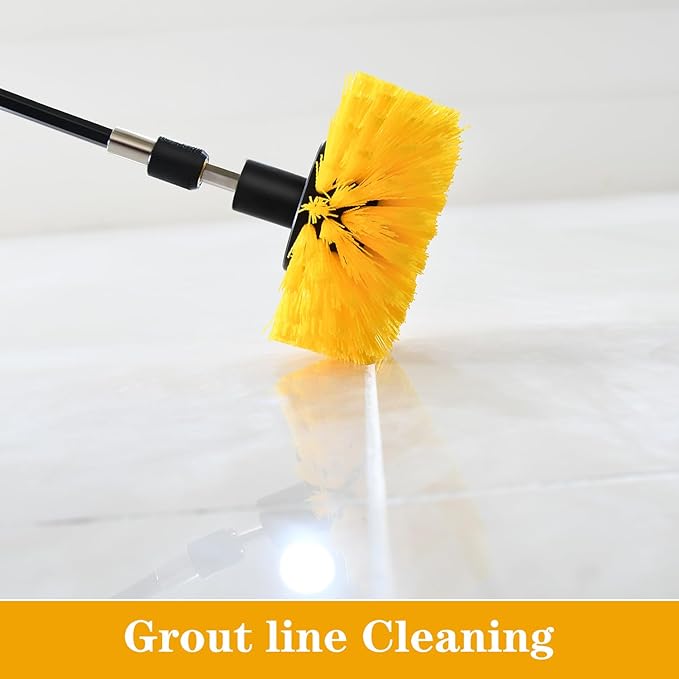 4pcs Drill Brush Attachment Kit, 2025 New Grout Drill Brush Set, All Purpose Power Scrubber Cleaning Kit for Bathtubs, Tile Grout Lines, Bathroom, Showers, Tile, Tile Seams