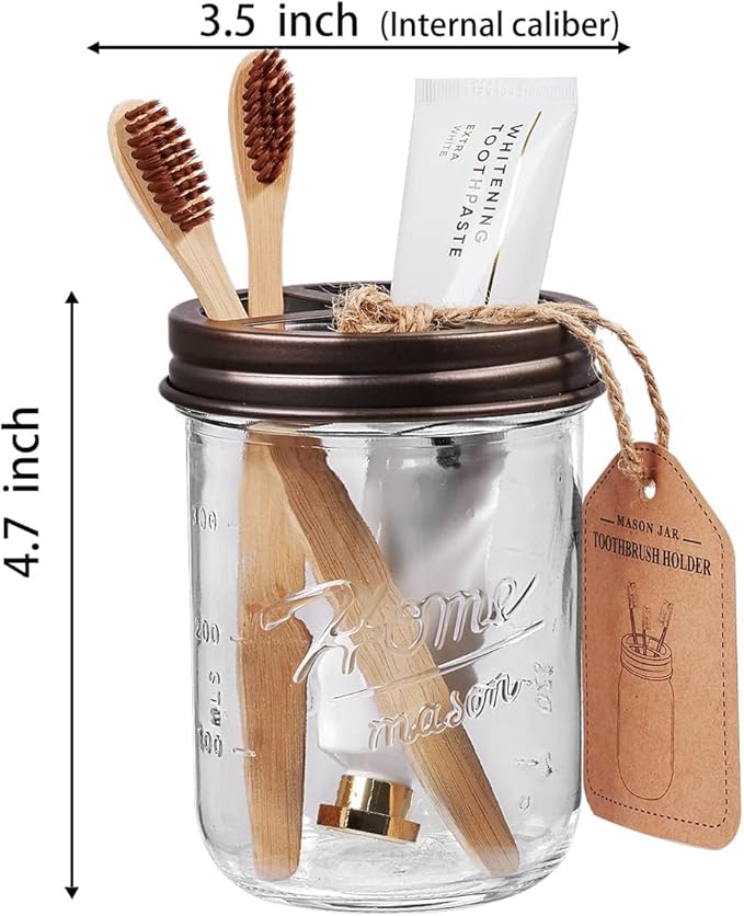 SheeChung Bathroom Accessories, Toothbrush Holder, Foaming Soap Dispenser, Bathroom Decor, Bathroom Accessory Set, Dish Soap Dispenser for Bathroom, Kitchen Sink - Bronze