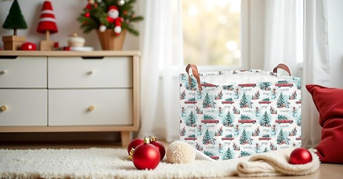 Rectangular Storage Baskets，Gift Basket,Book Box,Room Decor(Car Christmas)