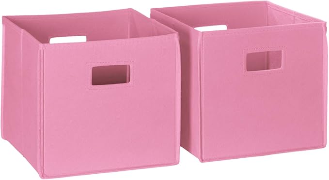 RiverRidge Folding Storage Bins with Handles Pink Cube Storage Organizer for Closet, Bedroom & Playroom - Closet Organizers and Storage Set of 2