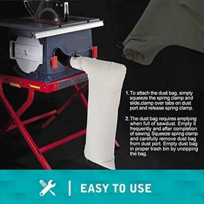 (Pack of 2) Table Saw Dust Collector Bag Fits Bosc/Dewalt/Makita/Ryobi/Craftsman/Porter Cable/RIGID/Metabo/Kobalt/Skilsaw/Delta/ (10" Tablesaws with 2.5" Dust Port)