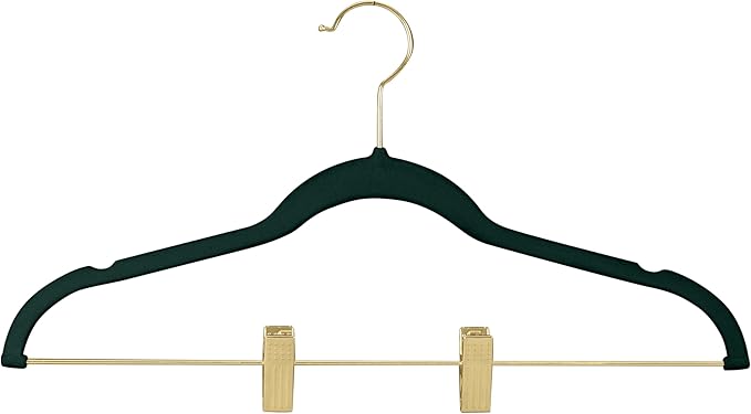 Simplify 6 Pack Velvet Hangers with Clips | Skirt and Pants | Slim Space Saving | Closet Organization | Non-Slip | Prevent Creases | Swivel Neck | Durable | Emerald