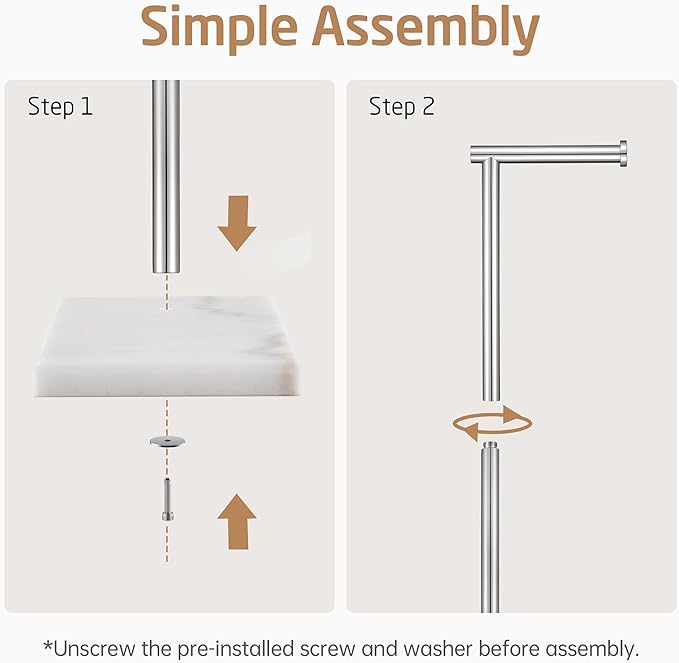 KES Natural Marble Toilet Paper Holder Stand, Bathroom Free Standing Toilet Paper Holder SUS304 Stainless Steel, Polished Finish, BPH285S1