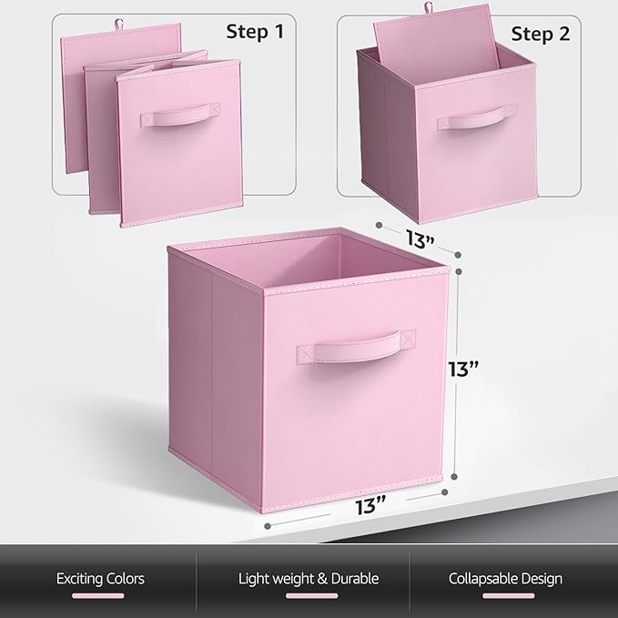 Sorbus 13 Inch Storage Bins - Sturdy Collapsible Fabric Storage Cubes with Handle - 12 Foldable Baskets for Organizing Clothes, Toys, Books - Storage Baskets for Shelves, Closets