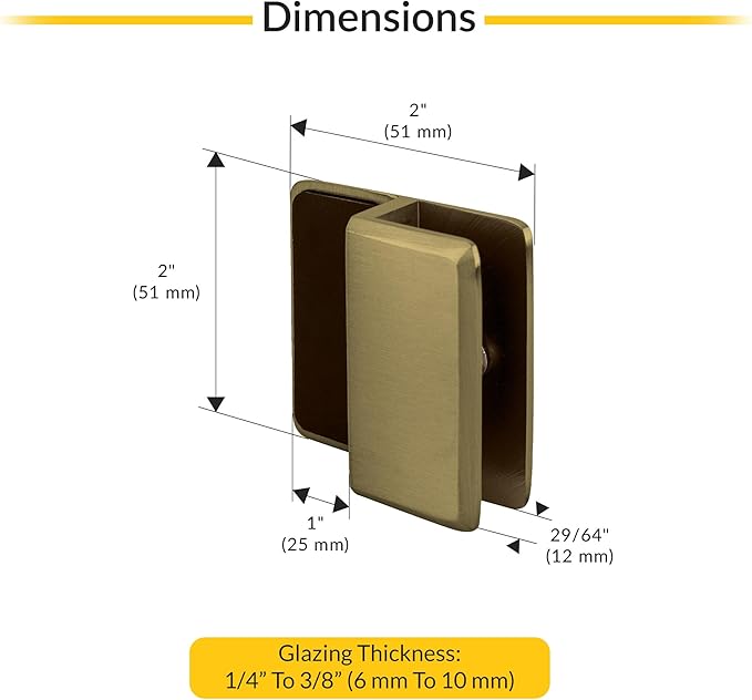 Brixwell Brushed Bronze Beveled Frameless Shower Door Stop for 1/4" to 3/8" Glass, Durable Brass Design, Non-Slip Barrier, Modern Bathroom Accessory