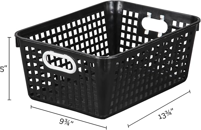 Really Good Stuff Large Plastic Storage Baskets with Handles, 13.75" x 9.75" x 5", Neon Group Colors, for Books & Supplies, Organize Classroom & Home