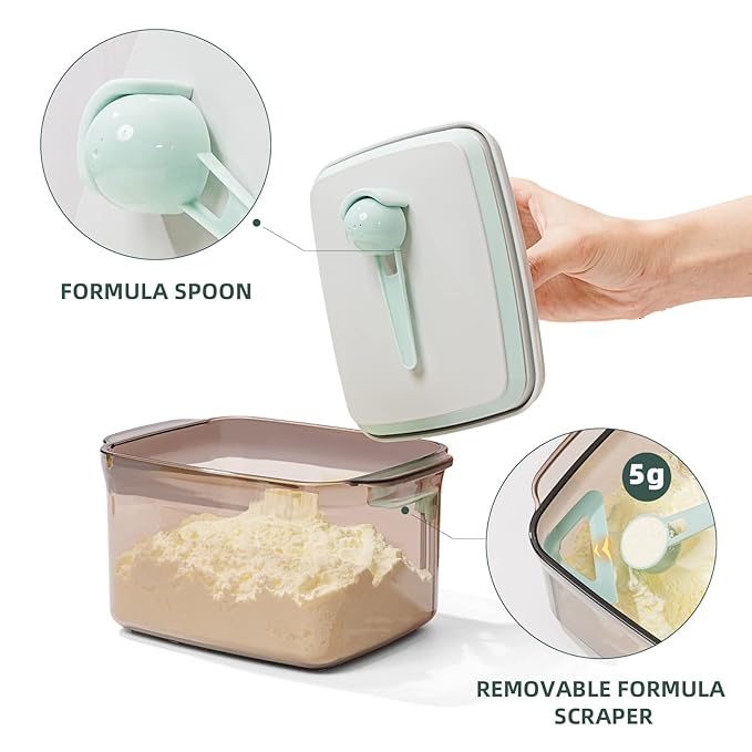 Formula Container for Home - 1000ml Airtight Milk Powder Storage Container for Travel, Formula Dispenser with Scraper, 11OZ, 0.66LB, 300g, Brown