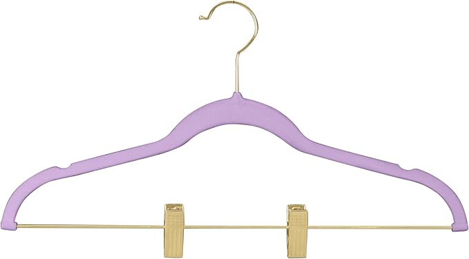 Simplify 6 Pack Velvet Hangers with Clips | Skirt and Pants | Slim Space Saving | Closet Organization | Non-Slip | Prevent Creases | Swivel Neck | Durable | Lavender