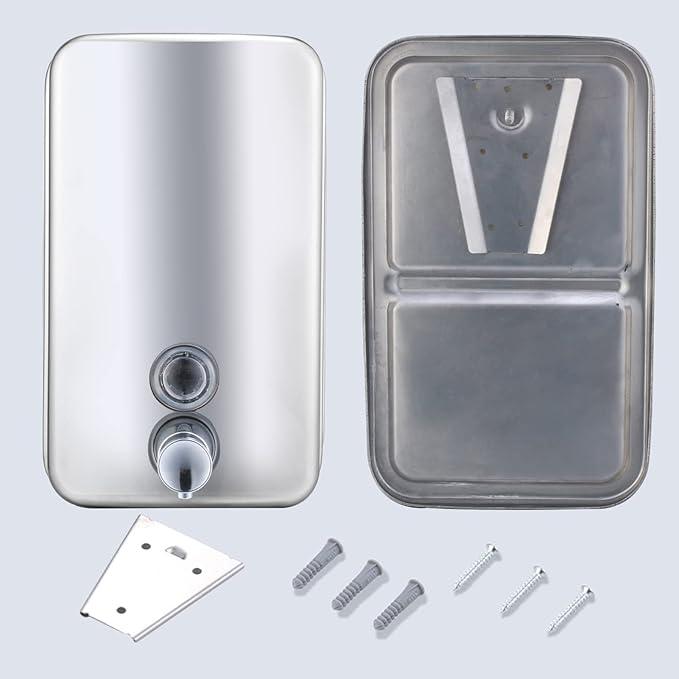Commercial Soap Dispenser Wall Mount Stainless Steel Manual Liquid Pump Rust-Proof Leak Free for Bathroom (34 fl.oz./1000ml)