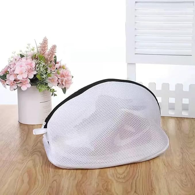 Mesh Laundry Shoe Bag for Washing Machine, White with Black Trim, Protective Wash Bag (1, Large)