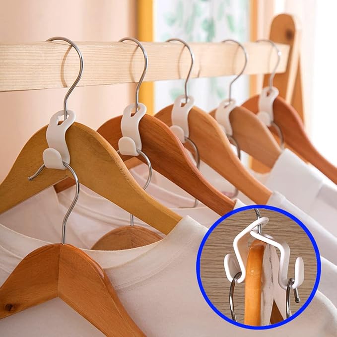 120 Pcs Clothes Hanger Connector Hooks,Plastic Cascading Hanger Hooks Extender Clips,Wardrobe Clothing Hangers Connection Hooks for Organizer Closet Space Savers, White