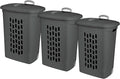 Sterilite 3-Pack Ultra Wheeled Hamper, Plastic Rolling Laundry Basket, Flat Gray - Portable Clothes Carrier with Flip-Top Lid and Retractable Handle for Home, Apartment, and Dorm