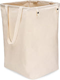 Full Circle Loads of Fun Collapsible Hamper – Laundry Basket for Dirty Clothes & Towels– Tall Standing Organic Cotton Laundry Bag with Long Handles - Ideal for Bathroom, Bedroom or Kids’ Room, Natural Large