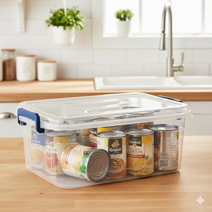 Tribello Clear Storage Bins with Lids, 12-Pack Stackable Plastic Storage Containers for Home Organization – Clear Totes for Closet and Underbed Storage, 9.5