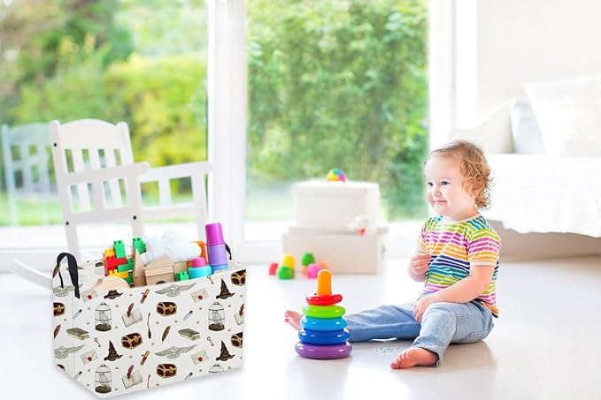 Sanjiaofeng Rectangular Kids Basket Magic Storage Bins,Ctue Storage Basket with Handles.Clothers,Books,Kid's Gifts Bins. (Magic)