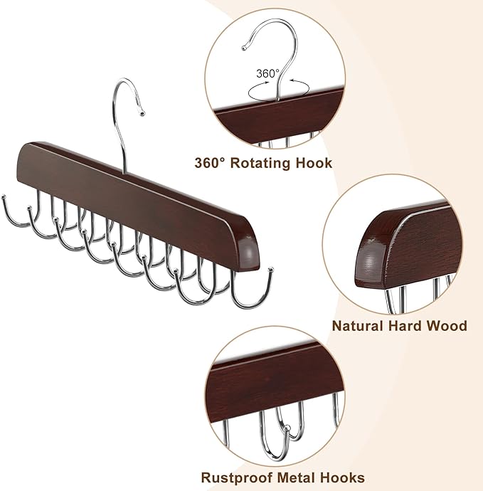 Belt Hanger Belt Organizer for Closet (Mahogany, 2 Pack)