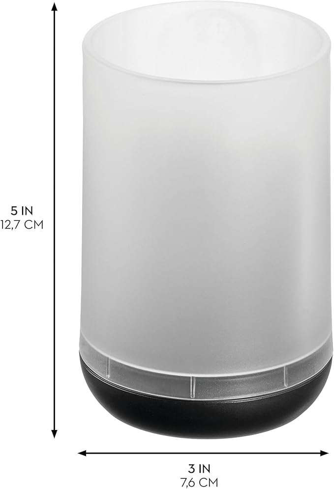 iDesign Toothbrush Holder with 3 Divided Sections for Bathroom or Vanity - Frost/Matte Black