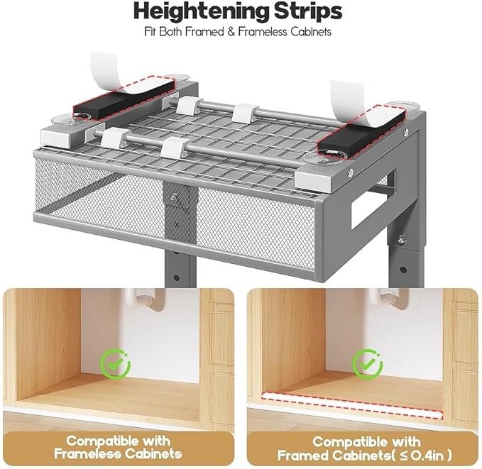 Under Sink Organizer,2-Tier Dual Pull Out Cabinet Organizer Drawers With Smooth Circular Rail,Large Capacity Metal Mesh Sliding Shelves For Bathroom& Kitchen Storage,Height Adjustable–Gun Gray,2 Packs