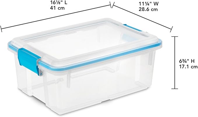 Sterilite 24-Pack Gasket Box, Weather-Resistant Storage Bins with Latching Lids, 12 Quart - Heavy-Duty Organizing Containers for Closet, Bathroom, and Office