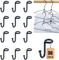 Clothes Hanger Connector Hooks, Heavy Duty Extender Clips Organizer Mini Space Saving Clothes Hanger Extender Cascading Connection Hooks for Wooden Velvet Metal Plastic Hangers (Black) 36PCS