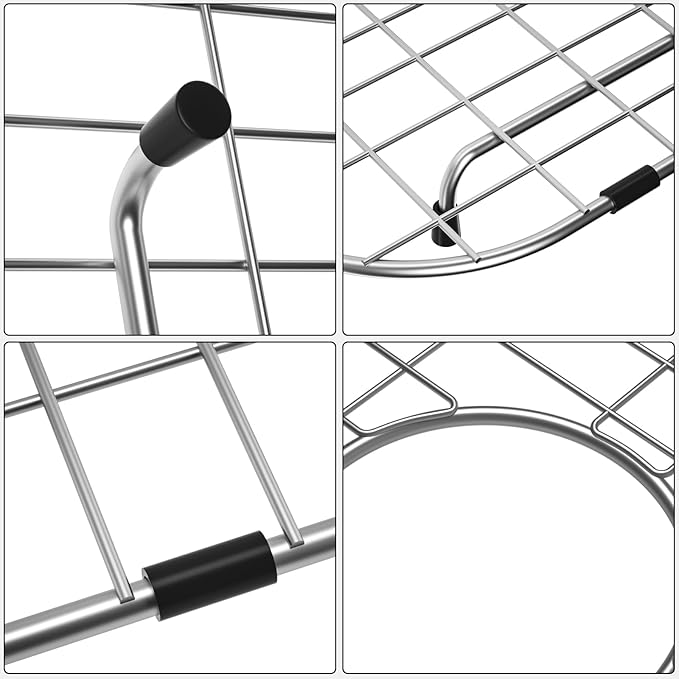 Sink Protector Grid 26-1/16" x 14-1/16", Rear Drain with Corner Radius 3-1/2", 304 Stainless Steel Material - Rear Drain