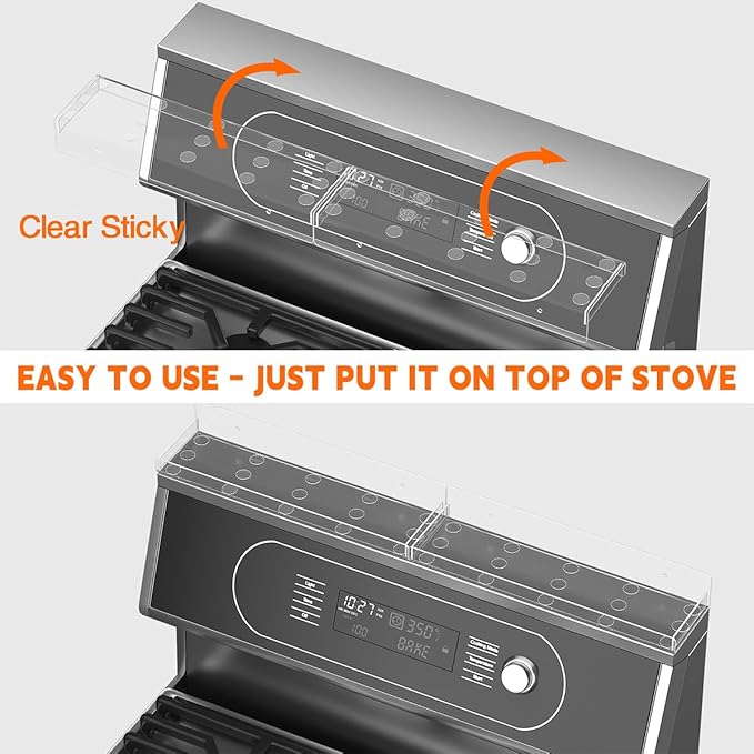 30" Over Stove Shelf for Back of Stove, Acrylic Stove Top Shelf for Kitchen Stove, Floating Shelves for Wall, Space-Saving Spice Rack, Two Mounting Options, Heat-Resistant & Durable