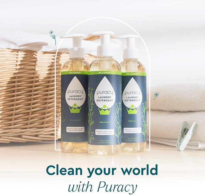 Puracy Laundry Detergent - Enzyme-Powered Liquid Laundry Detergent Concentrate, Natural Laundry Detergent Seen on TikTok, Non-Toxic (Free & Clear, 16 fl oz, 64 Loads) (Pack of 2)