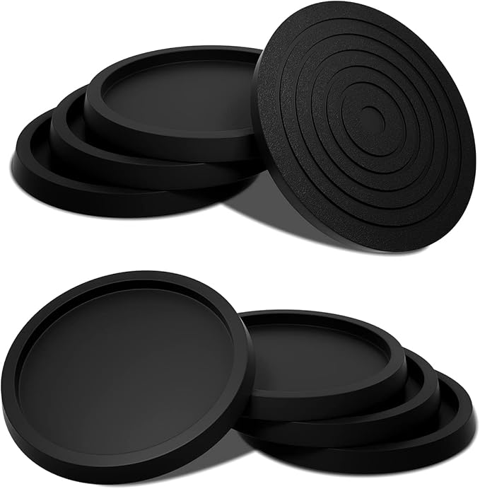 Furniture Coasters Non-Slip Bed Leg Pads Round Rubber Anti Sliding Caster Cups for Hardwood Floors Black 8PCS 2.5inch