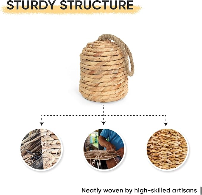 Decorative Door Stop With Handle - Natural Water Hyacinth Nautical Doorstop for Inside, Weight to Keep Open - Cute Stoppers for Bottom, Heavy Weighted