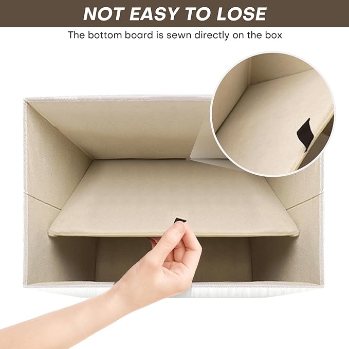 Large 42 Quarts Fabric Storage Bins with Lids [2-Pack] Linen Collapsible Foldable Storage Cubes, Closet Organizer Containers boxes with Handles for Home Office (16.7 x 12 x 12, White)