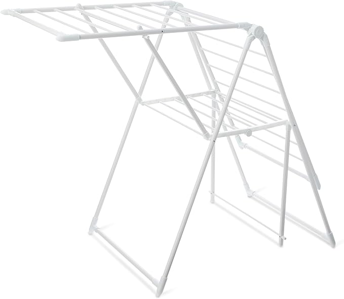 Amazon Basics Foldable 2-Wing Metal Clothes Drying Rack, 61x23.6x39.3 inches, White