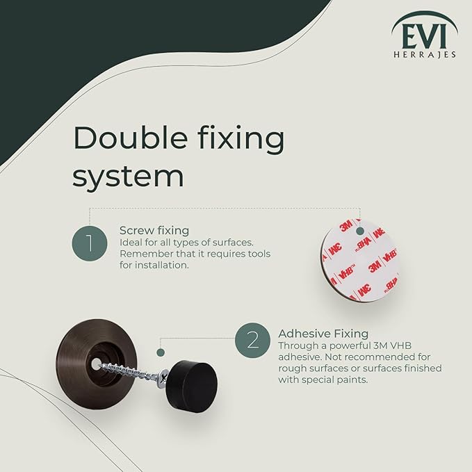 EVI Hardware | Adhesive Door Stop | Wall Mounting | 1.77 x 0.66 | Rustic Brass | White and Black Rubber Included | Adhesive or Screw Installation | Modern Conical Design