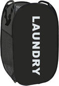 Collapsible Laundry Basket Foldable Laundry Hamper Pop Up Basket Dirty Clothes Hamper for College Dorm, Travel, Cruise, Hotel, Black