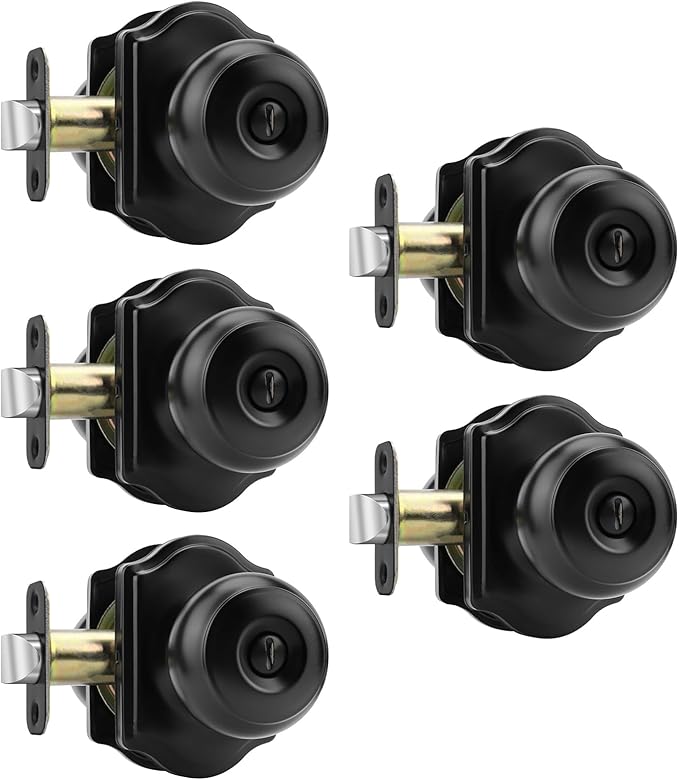 Haidms Black Door Knobs Interior, Privacy Interior Door knobs, Matte Black Indoor Doorknobs for Bedroom or Bathroom (5 Pack)