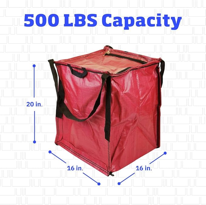 DURASACK Heavy Duty Storage Tote Bag with Zipper Top 22-Gallon Rugged Woven Polypropylene Moving Bag, Reusable Self-Standing Design, Holds up to 500 Pounds, Single, Red