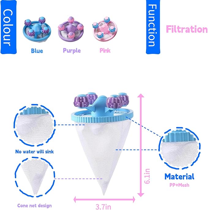 Upgrade Pet Hair Remover for Laundry - Lint Catcher for Washing Machine, Reusable Household Hair Filter Washer Lint Trap Net Pouch (3 Pieces)
