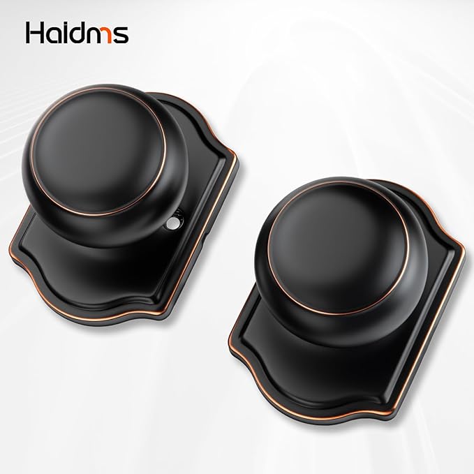 Haidms Oil Rubbed Bronze Closet Door Knobs Interior, Passage Interior Door knobs, Bronze Indoor Closet Doorknobs for Closet or Hall (10 Pack)
