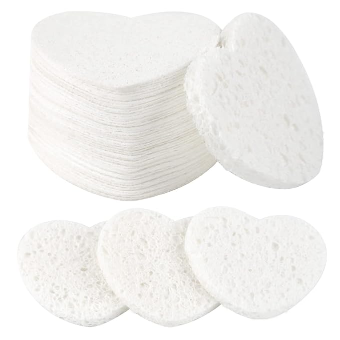 50-Count Facial Sponges Compressed, 100% Natural Cellulose Face Sponge Professional Cosmetic Spa Sponges for Face Cleansing, Exfoliating Mask, Makeup Removal for Travel and Home, White
