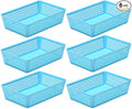 YBM HOME 6-Pack Plastic Storage Baskets Bins for Home Junk Drawer, Shelves, and Office Organization, Functional Trays/Containers Great for Kitchen Pantry, Cabinets, Bedrooms, and Bathrooms, Blue