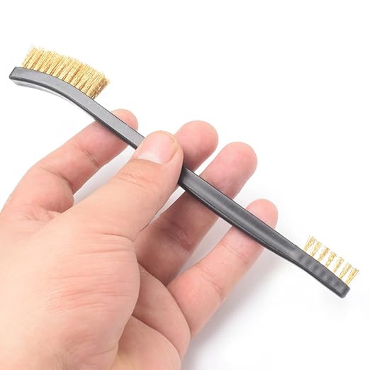 Small Wire Brush Set - Brass/ Stainless Steel/ Nylon Brushes for Cleaning Rust Removal, Dirt, Paint Scrubbing Wire Brush Set Double-Ended Cleaning Pick (8 Pieces)