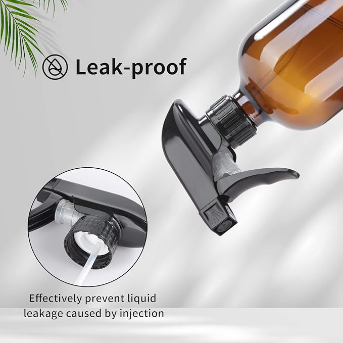 HOMBYS 4 Pack Black Trigger Sprayers Replacement Spray Nozzles with Mist Stream Sprayer for 8oz/16oz Glass Spray Bottles for Home, Kitchen, Garden and Office,Cleaning Solutions-Quality Sprayer
