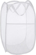 BATTOO Deluxe Strong Mesh Pop up Laundry Hamper Basket with Side Pocket for Laundry Room, Bathroom, Kids Room, College Dorm or Travel White