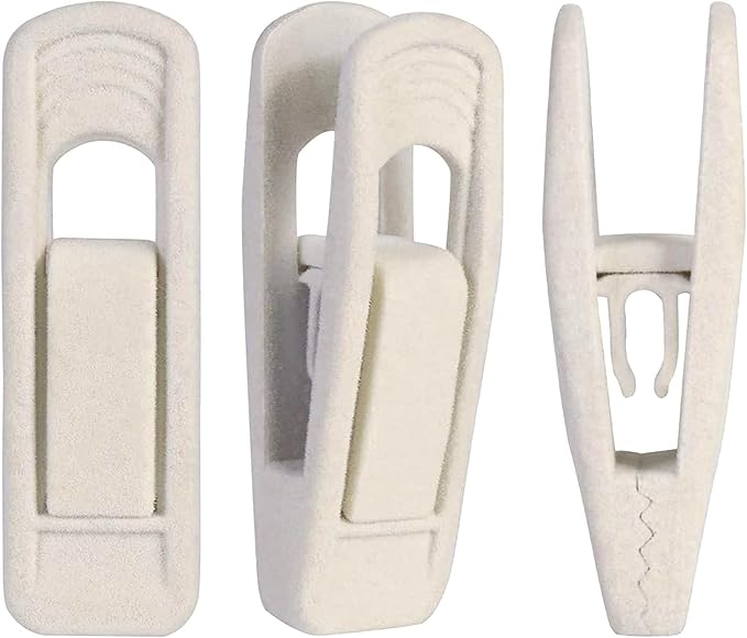 Velvet Hangers Clips Strong Finger Clips Perfect for Thin Velvet Hangers (Beige, 20)