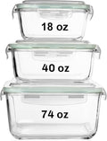 Razab 6 PC Square Glass Food Storage Containers with Airtight lids (74, 40 & 18 oz) Kitchen Glass Meal Prep Containers Set for Freezer Reusable Leftover Lunch Boxes, Oven, Microwave, Dishwasher Safe