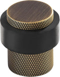 Solid Brass Door Stopper Heavy Duty Cylindrical Floor Mount Door Stop with Rubber, Wall Protector Mounted Doorstop Protect Door Knobs, 1-3/5" Height, 1 Pack, Bronze